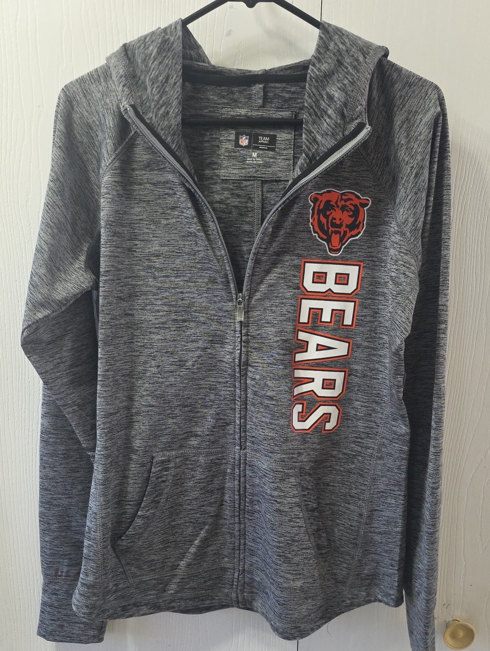 NWT NFL Team Apparel Chicago Bears Gray Space Dye Full Zip Hoodie Medium